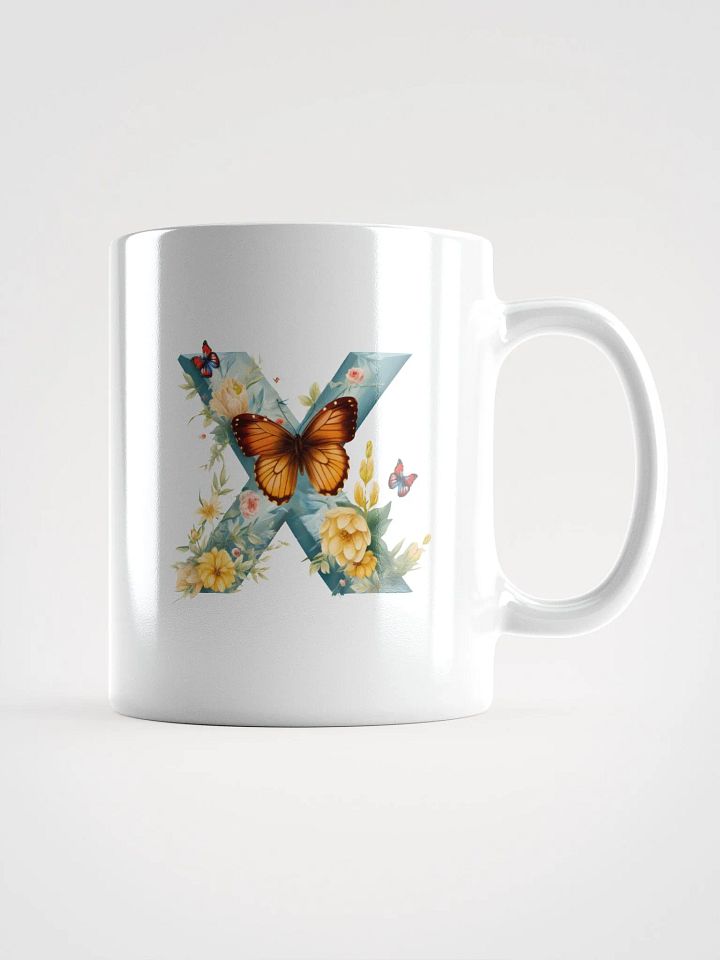 Letter X Monogram Floral Fantasy White Glossy Mug product image (3)