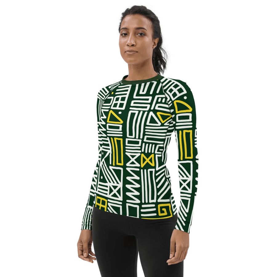 Artisan Spirit: Hand-Drawn African Abstract Pattern All-Over Print Women's Rash Guard product image (7)