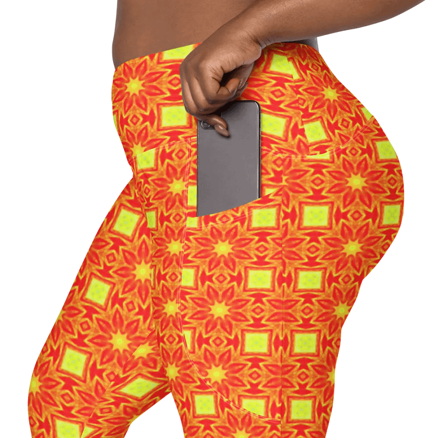 Abstract Repeating Orange Flower Leggings product image (12)