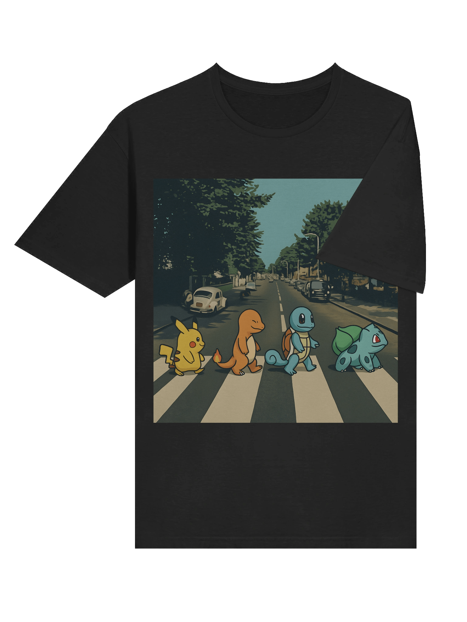 🚦 Abbey Road Pokémon Parody T-Shirt – Pikachu, Charmander, Squirtle & Bulbasaur Cross the Street product image (6)