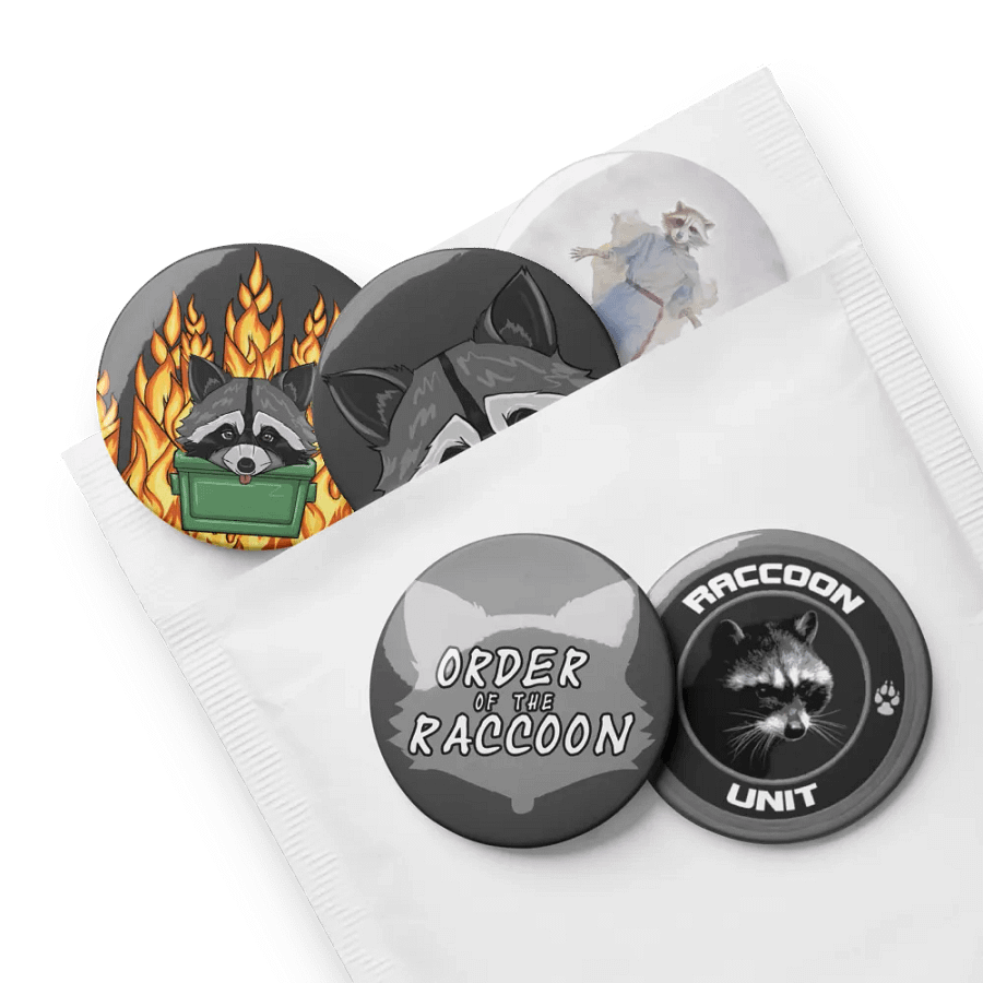 Larger Raccoon Button Pins product image (8)