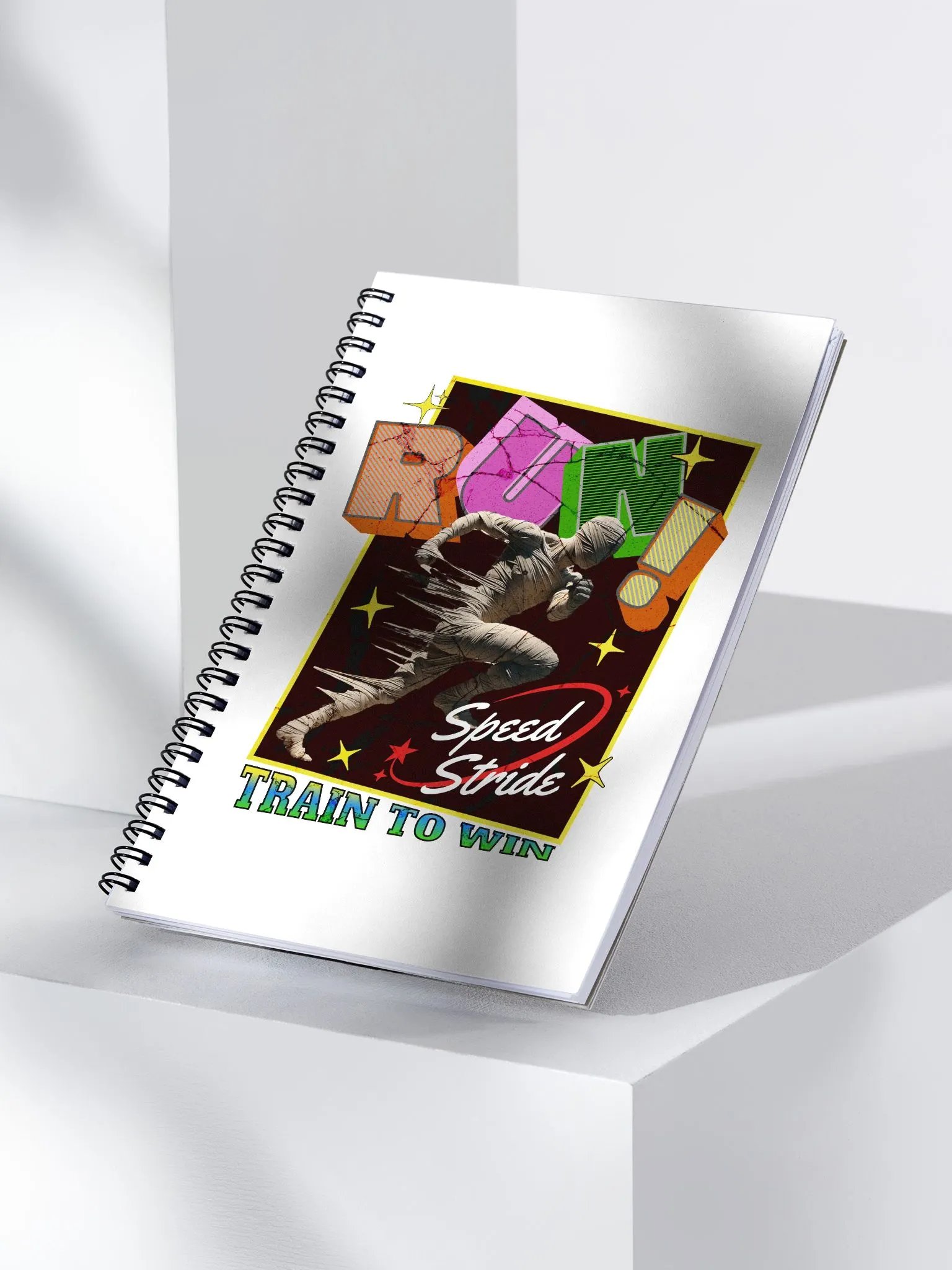 Train To Win Block Letters Run! Speed Stride Spiral Notebook product image (3)