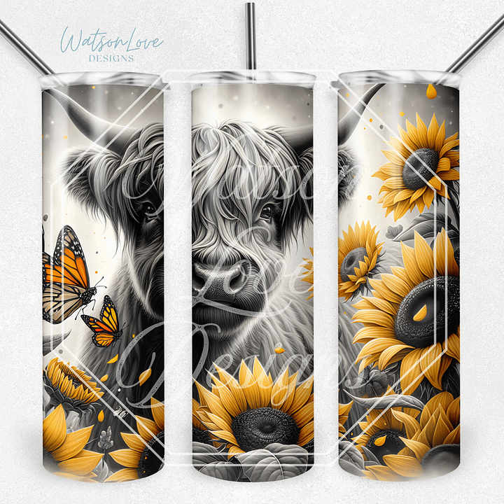 Highlander Cow 20 oz Skinny Tumbler Sublimation Design Digital Download PNG Instant DIGITAL ONLY, Highland Cow Tumbler Wrap product image (1)