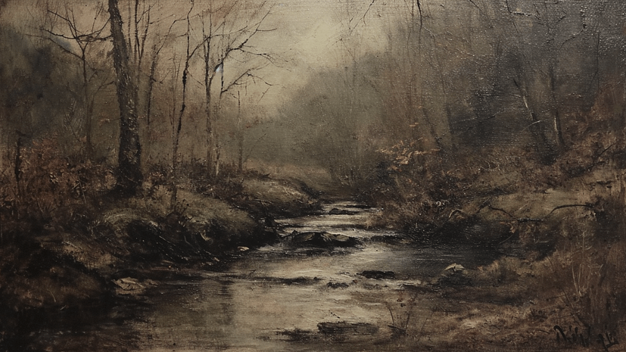 Vintage Moody Forest Painting - No Frame, Digital Download product image (1)