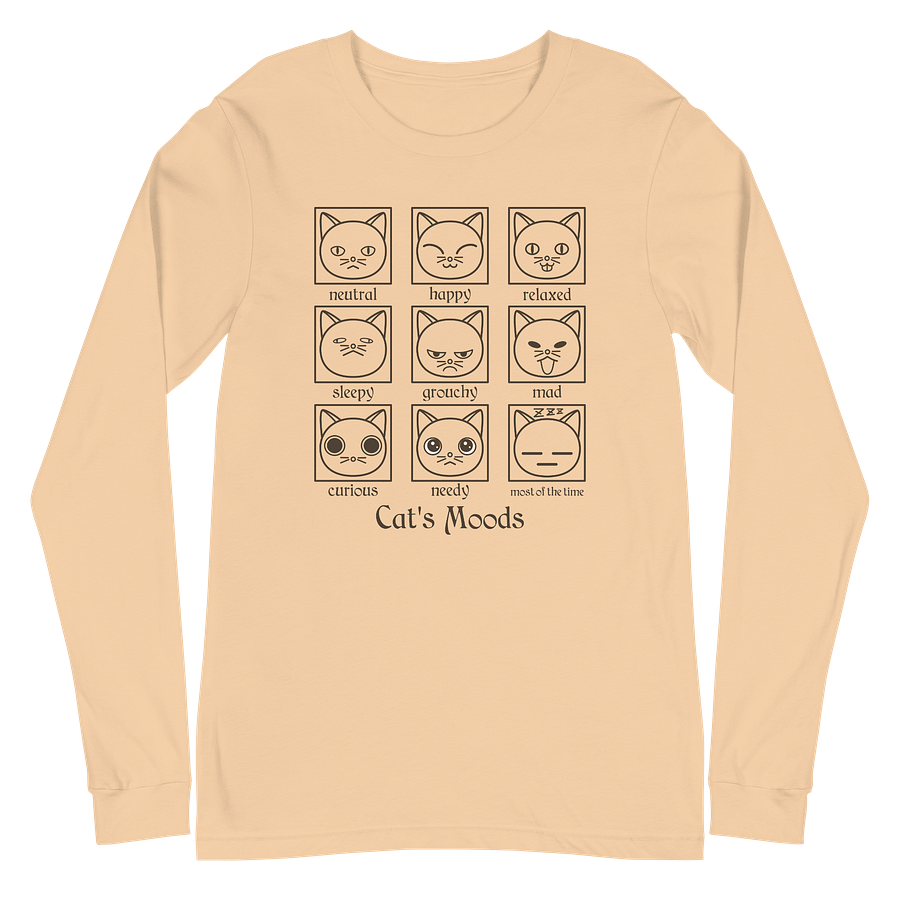 Cat's Moods Unisex Long Sleeve Tee, Black Print product image (2)