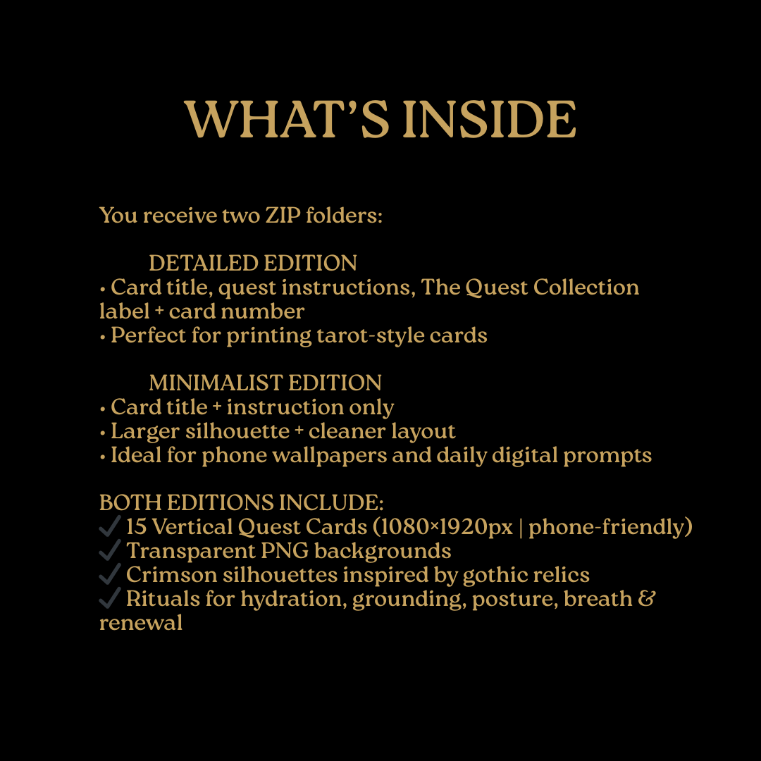 Mortal Vessel Quest Cards - 15 Gothic Self-Care Rituals (Digital PNG Set) product image (2)