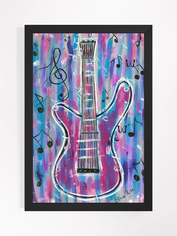 My Guitar (art by Dina R.) acrylic painting - Framed High-Quality Matte Poster (in) product image (2)