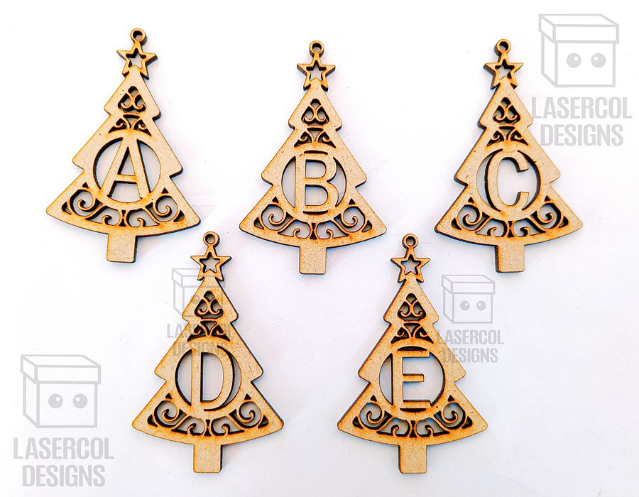 Monogram Christmas Tree Ornaments - Laser Cut Files product image (8)