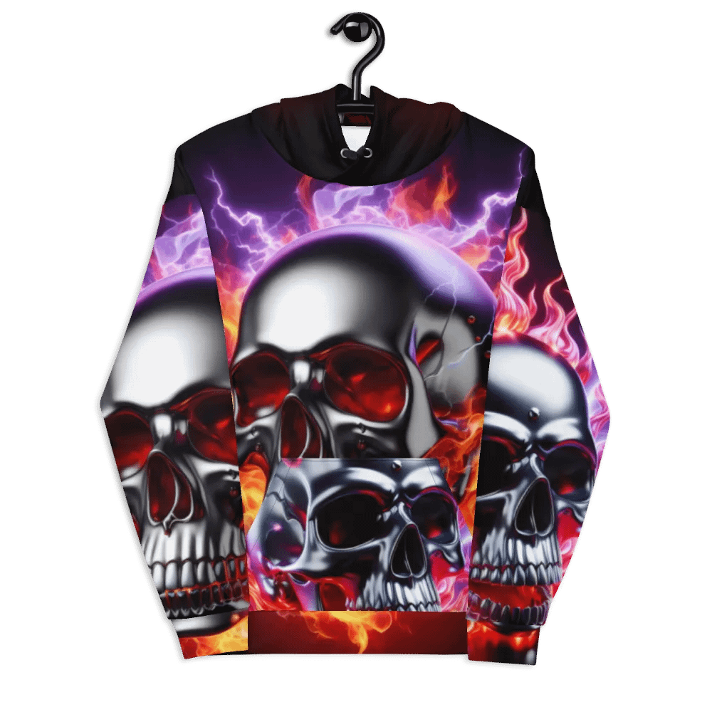 Silver Inferno Fury - Unisex Skull Hoodie #17 product image (7)