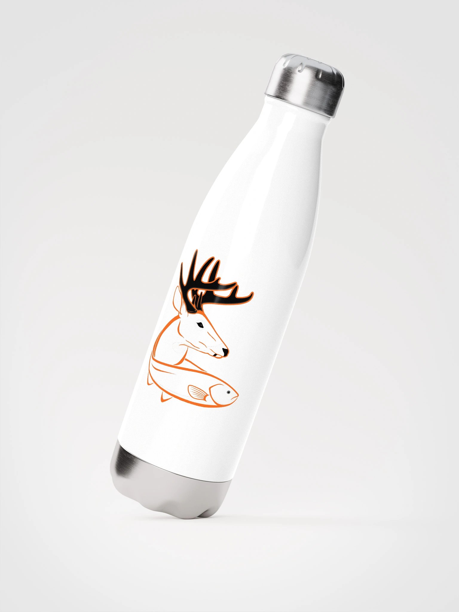 Black/White W/ Orange Stainless Bottle W/ Cap product image (2)