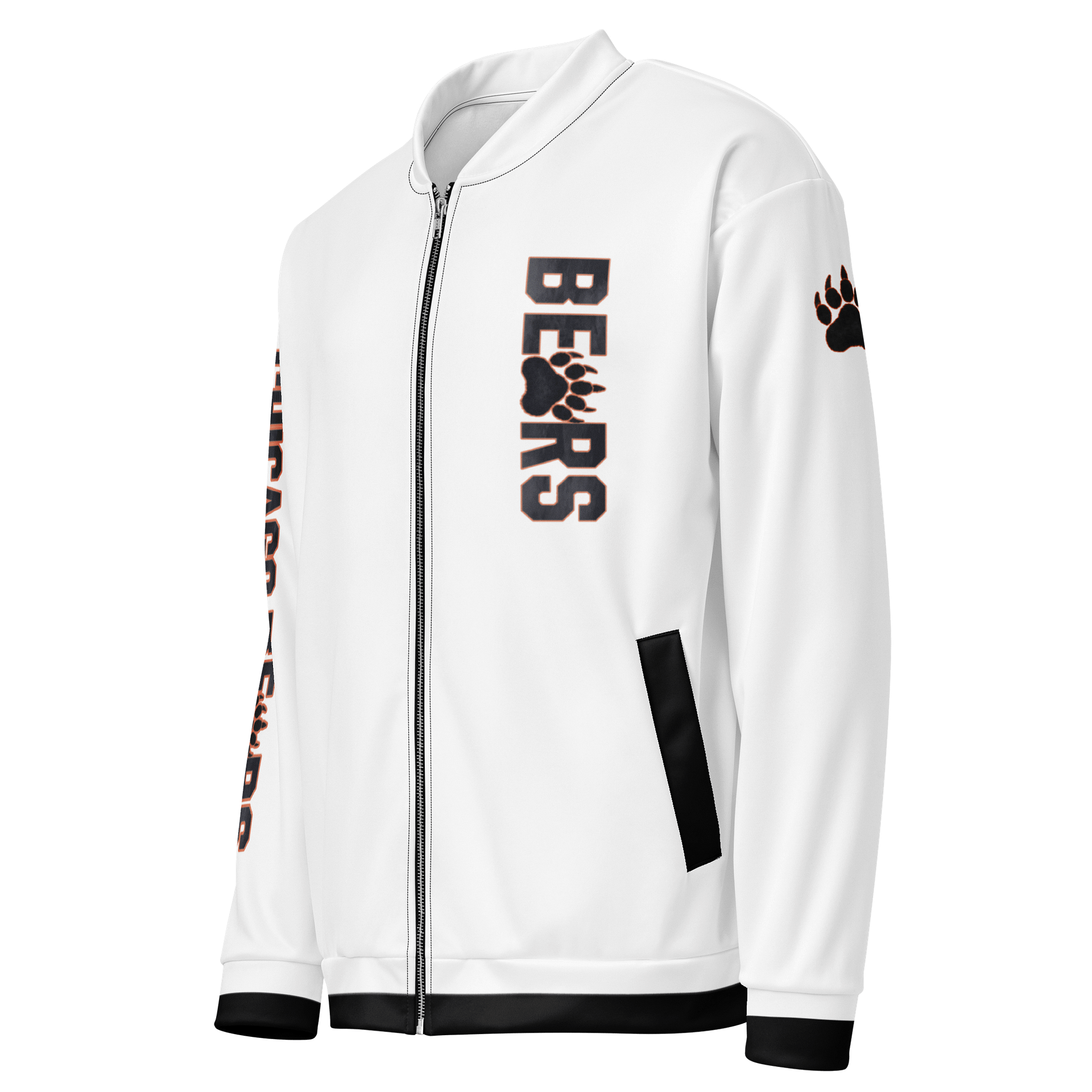 Grizzly Mode™ White Bomber Jacket with Black Trim | Chicago Bears | NFL Home Locker product image (3)