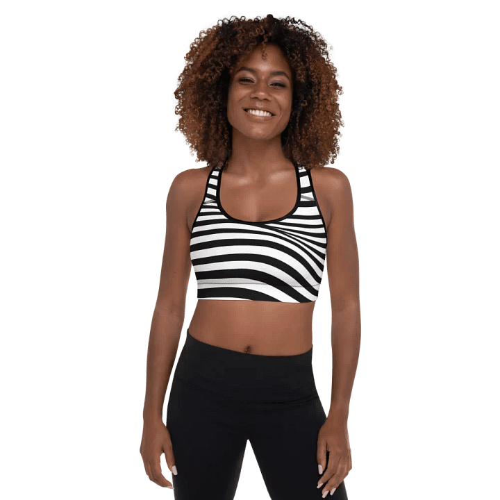 Black Groovy pattern line-All-Over Print Padded Sports Bra product image (1)