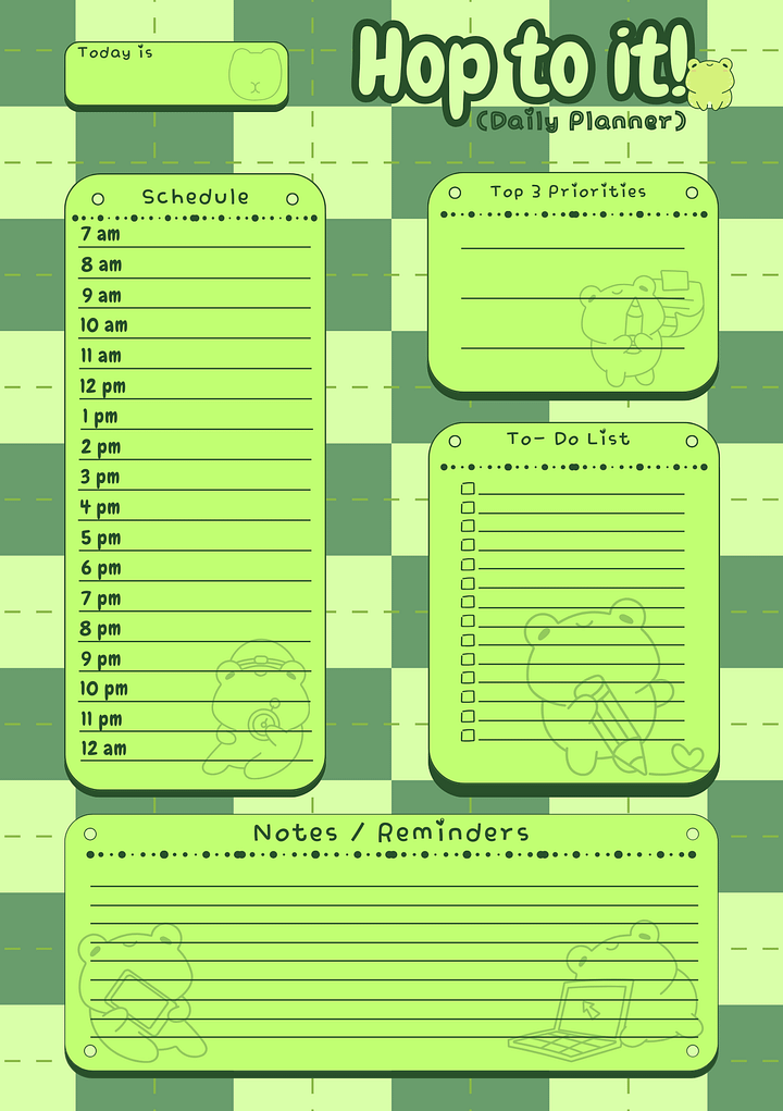 April's Planner Design - Frog Daily, Weekly, and Monthly Planner Sheets (A5 Size) product image (1)
