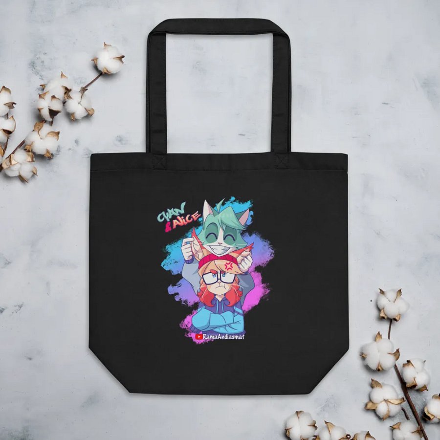 Cyan teasing Alice's Eco-Friendly Tote Bag product image (4)