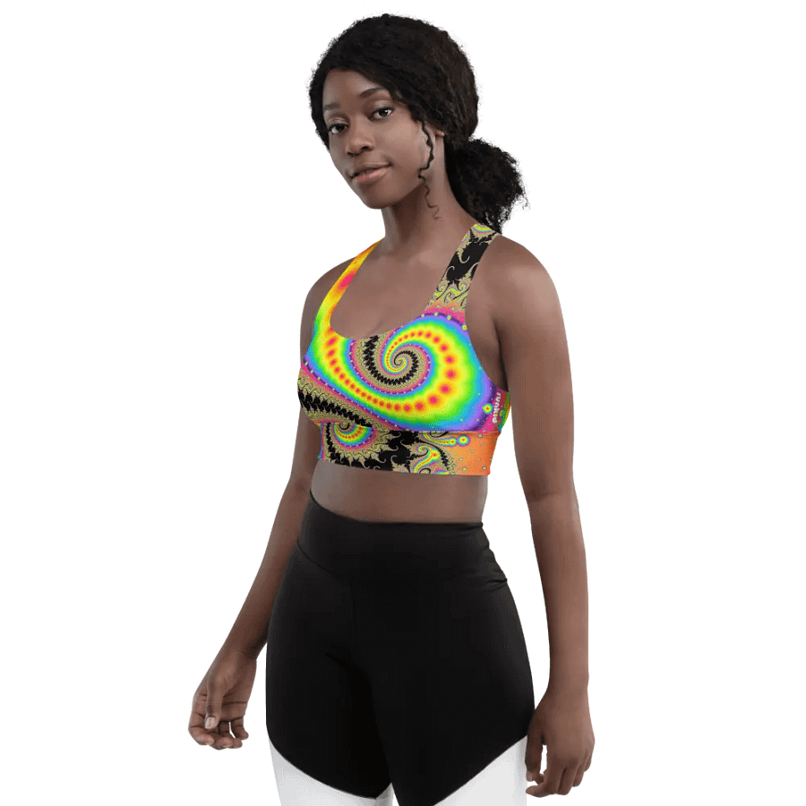 Fractal Longline Sports Bra - Pink Lemonade and Candy Twists product image (8)