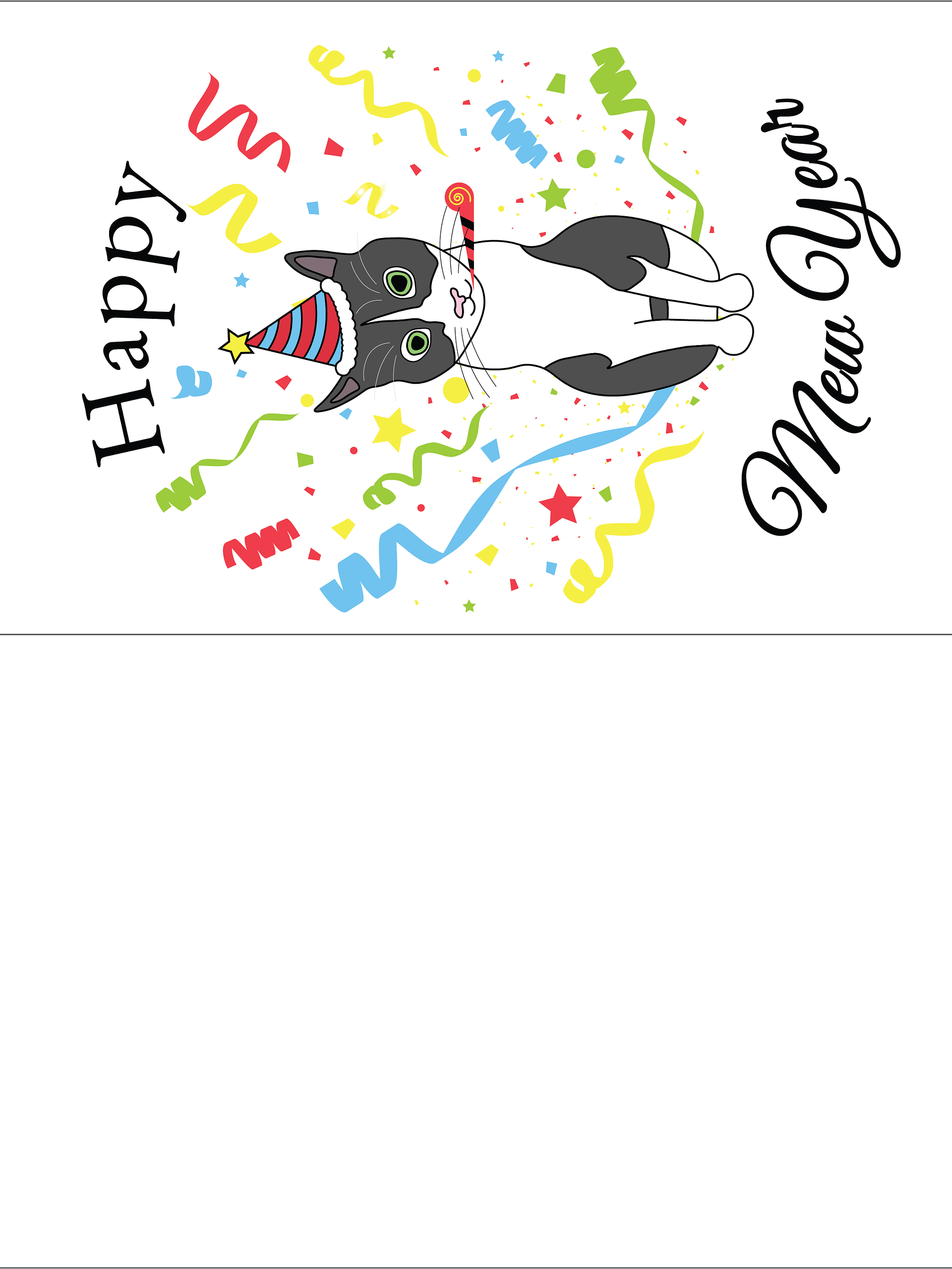 "Happy Mew Year" digital download greeting card product image (2)