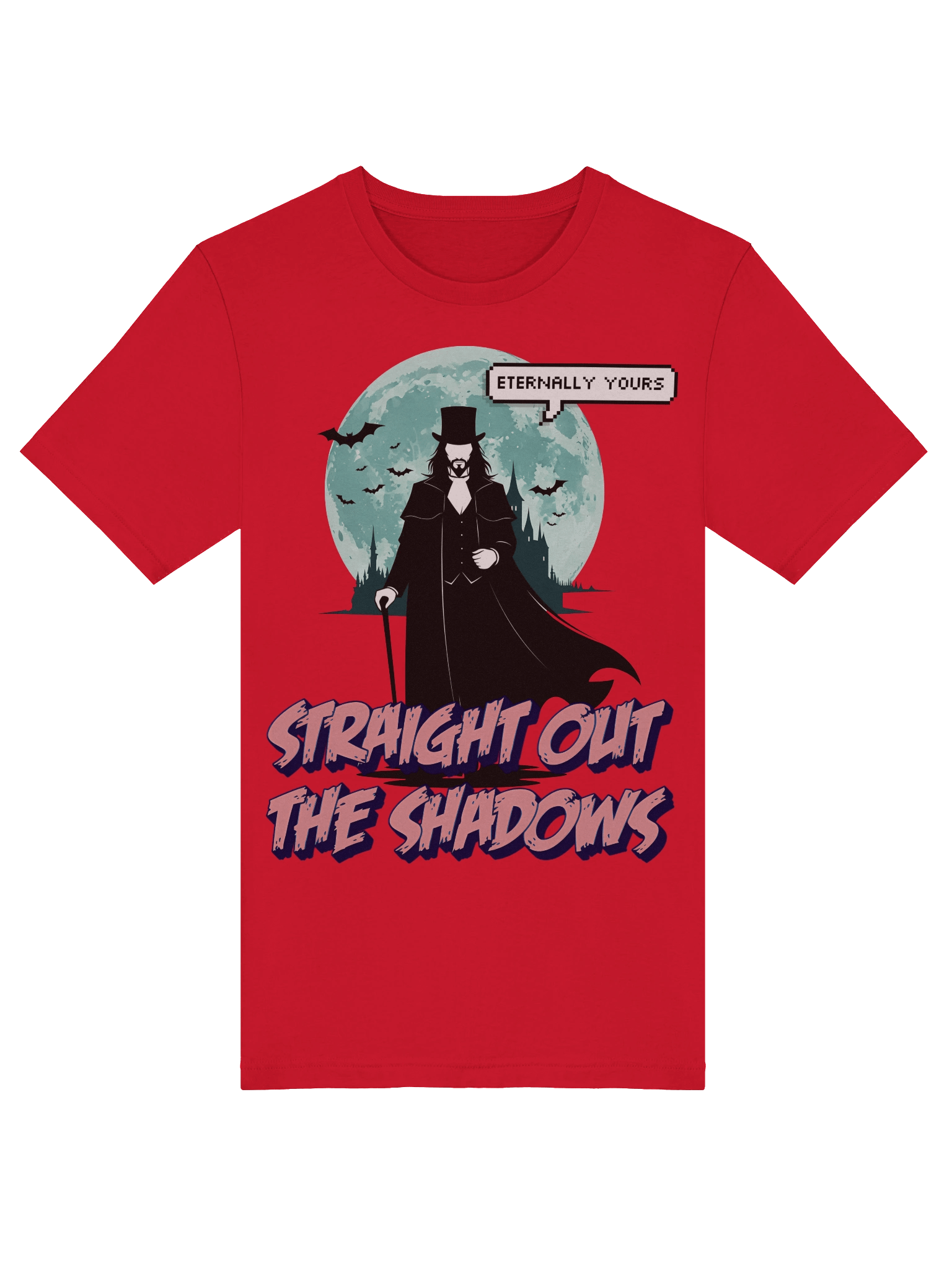 Straight Out the Shadows T-Shirt | Dracula-Inspired Vampire Silhouette, Moon & Castle Gothic Tee, Eternally Yours Dark Romance product image (5)