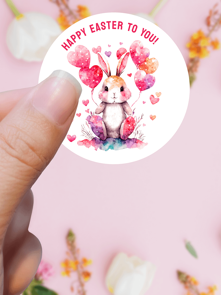 Easter Greetings from Adorable Bunny Holding Heart Balloons product image (1)