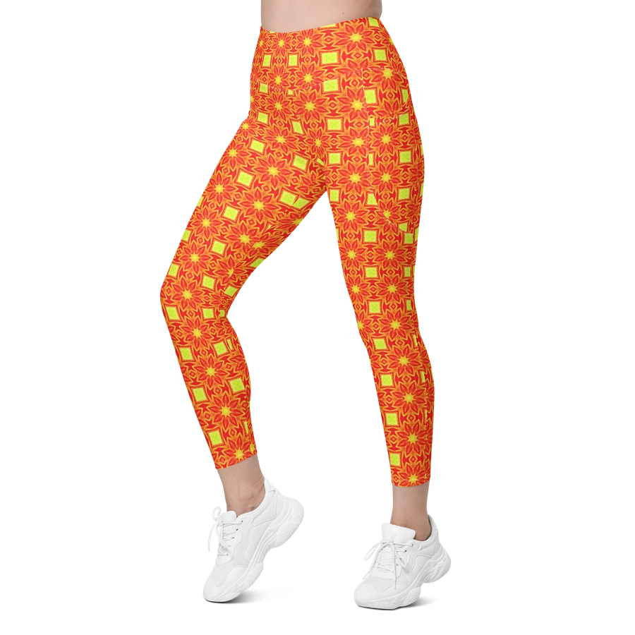 Abstract Repeating Orange Flower Leggings product image (8)