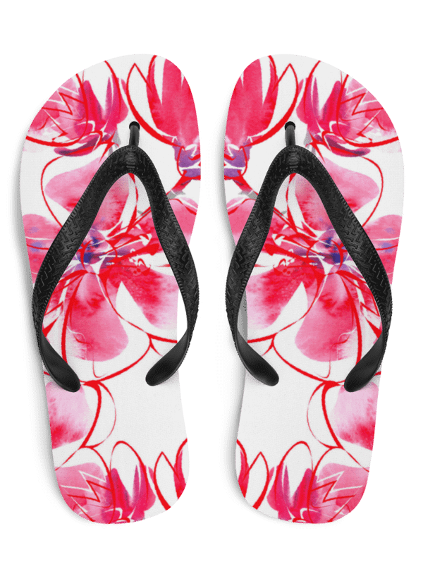 Red Floral Flip Flops product image (1)