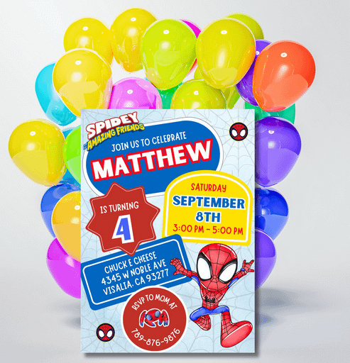 Digital Editable Text Spidey and His Amazing Friends Birthday Invitation - Canva Template - Customizable, Instant Download product image (3)
