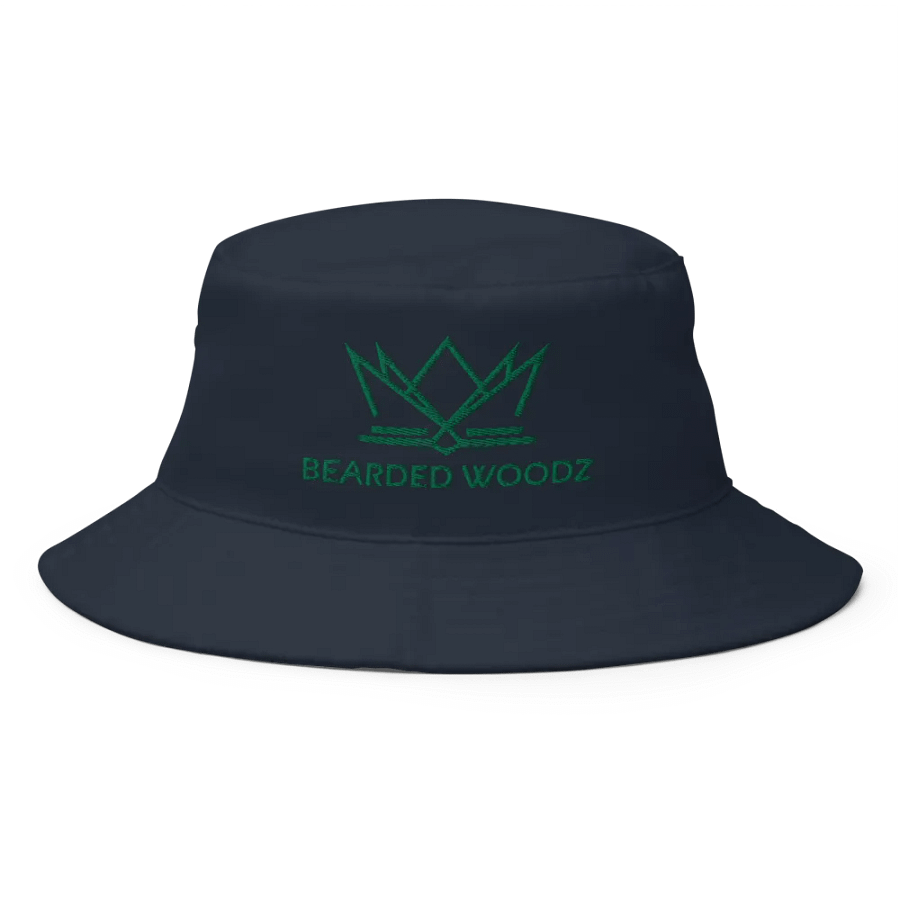Bearded Woodz Navy Bucket Hat (Green Embroidery) product image (1)