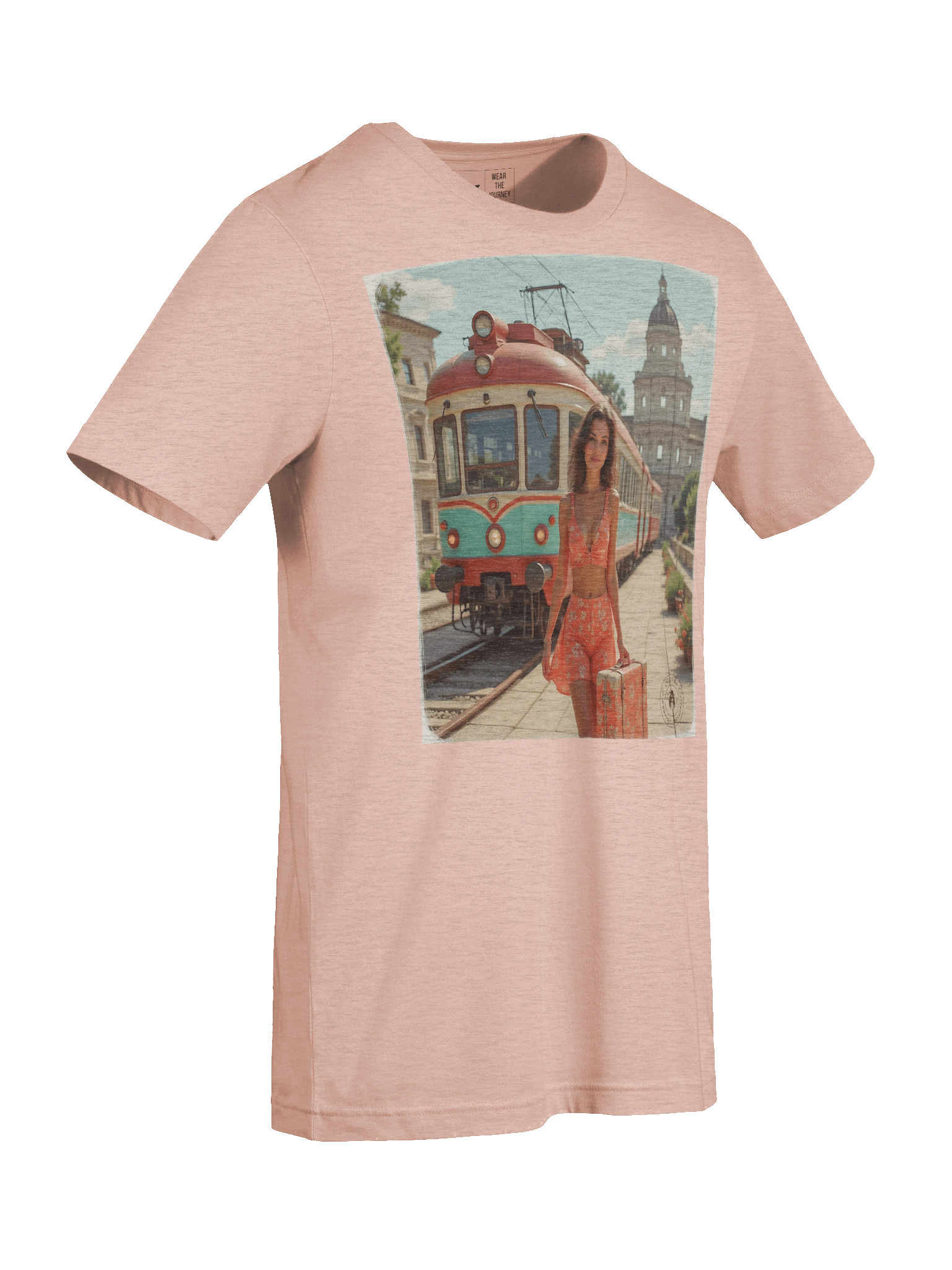 Retro Tram Travel T-Shirt – Floral Two-Piece Wanderlust Style product image (52)