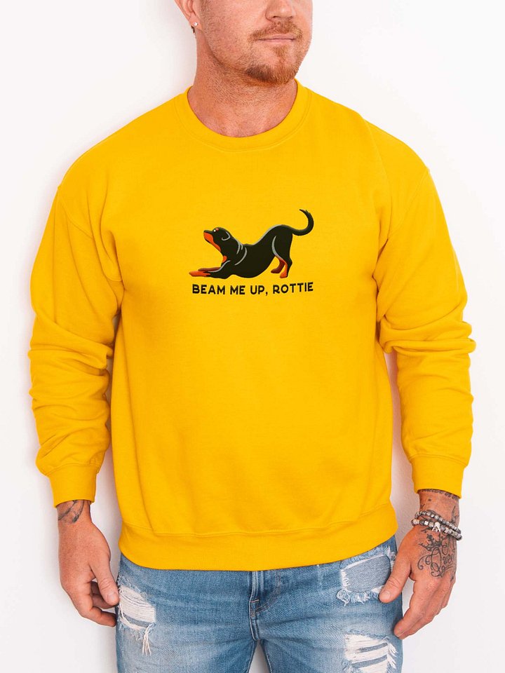 Beam Me Up, Rottie Sweatshirt (Embroidered) of a Rottweiler(Full Tail) product image (2)