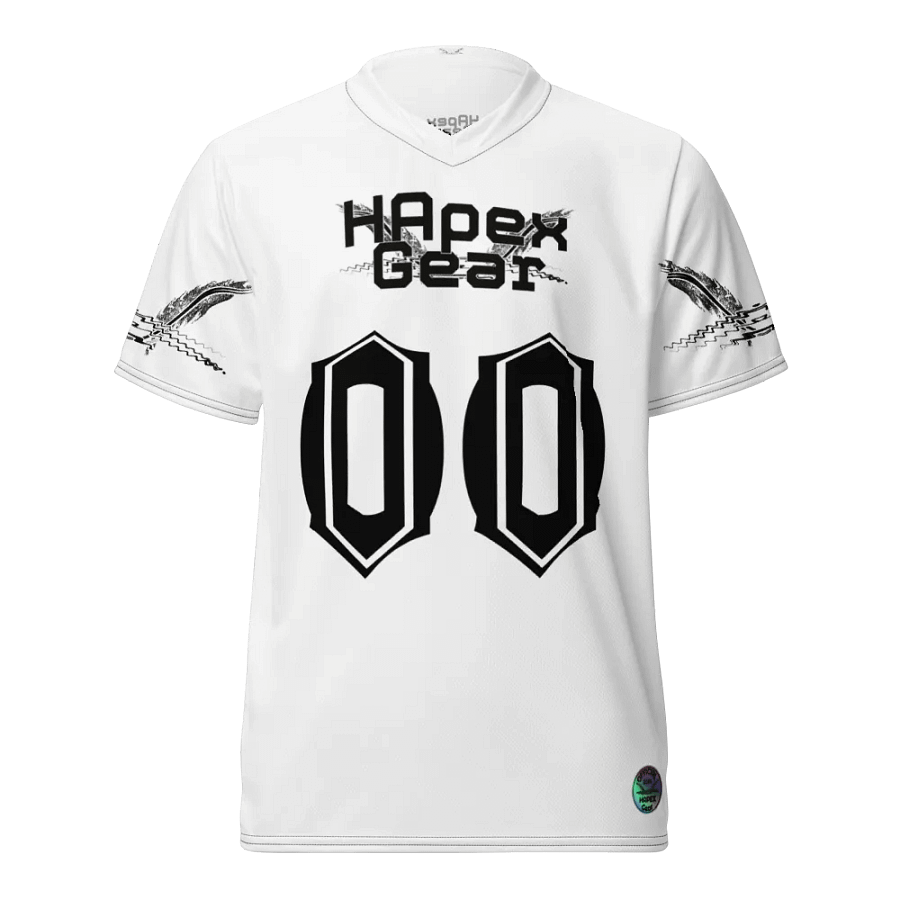 Recycled Unisex Sports Jersey - White - Black HApex Gear Black Logo product image (3)