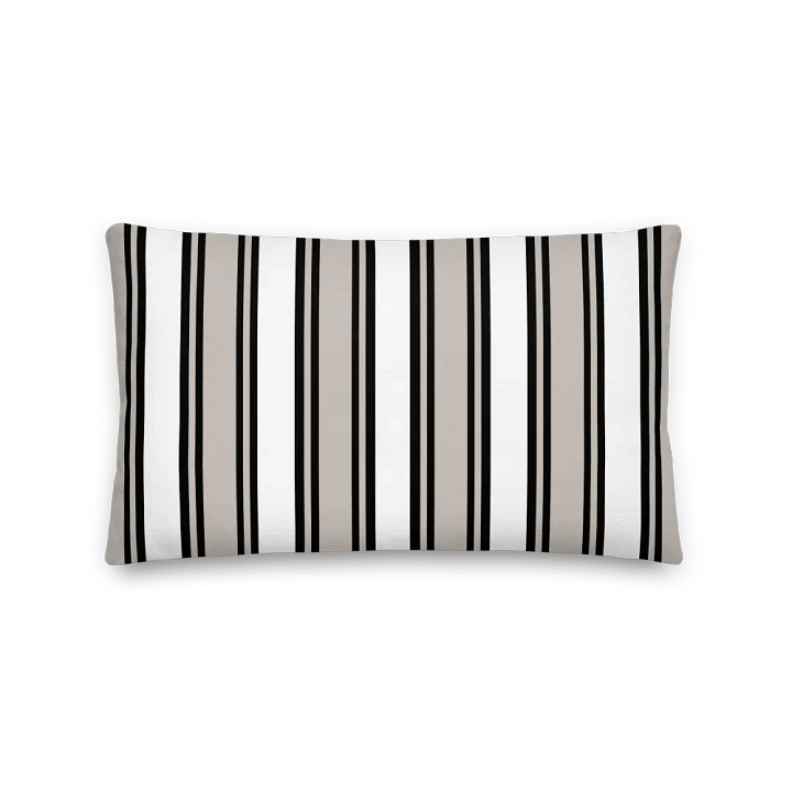 Chic Striped BLACK BEIGE Premium Pillow - Kissen gestreift Schwarz Beige product image (2)