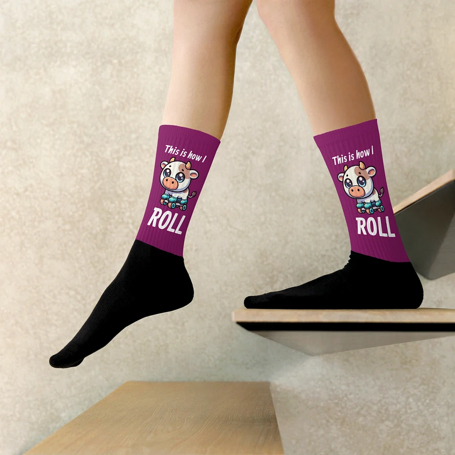 Rollerblading Cow Funny Socks product image (10)