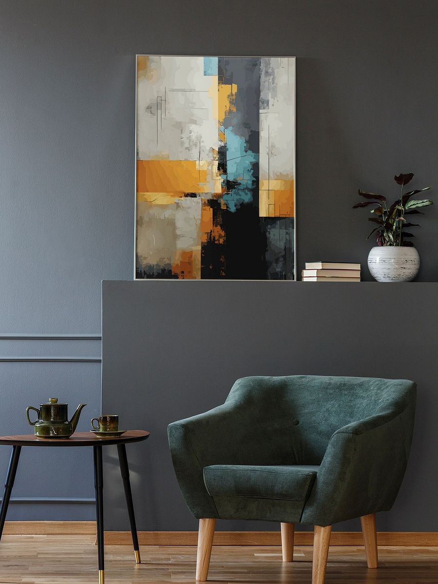 Urban Abstract Artwork Poster, Modern Industrial Wall Art, Rich Earth Tones with Teal Accents, Statement Piece for Home Decor product image (2)