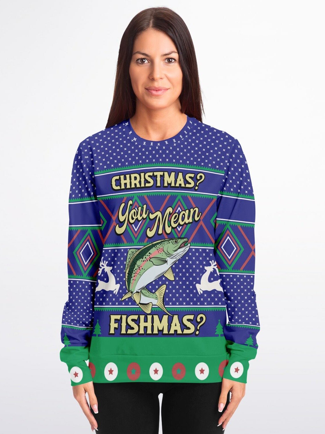 Fishmas Christmas Sweater | Funny Fishing Holiday Sweatshirt | Angler Winter Party Outfit | Fisherman Christmas Gift product image (3)