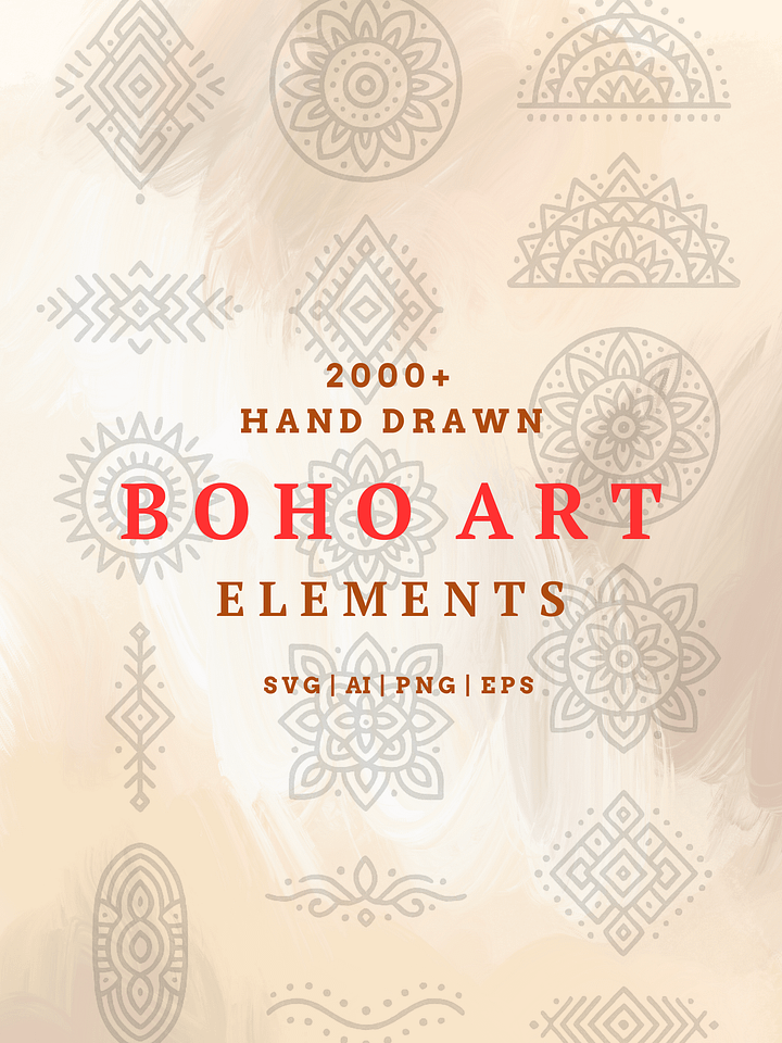 Boho Art Elements Bundle | Bohemian Clipart Set Neutral Abstract Shapes, Lines Motifs, Digital Design Graphics for DIY, Logos & Wall Art product image (1)