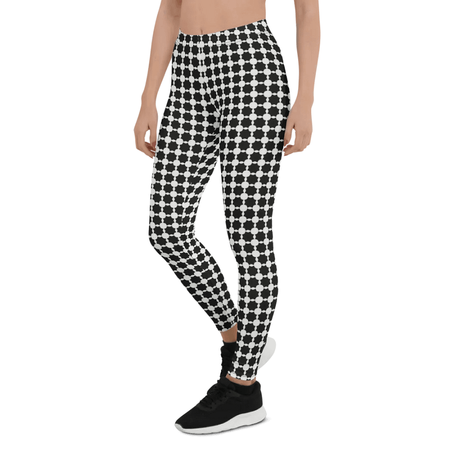 Abstract Black and White Chain Ladies Leggings product image (10)