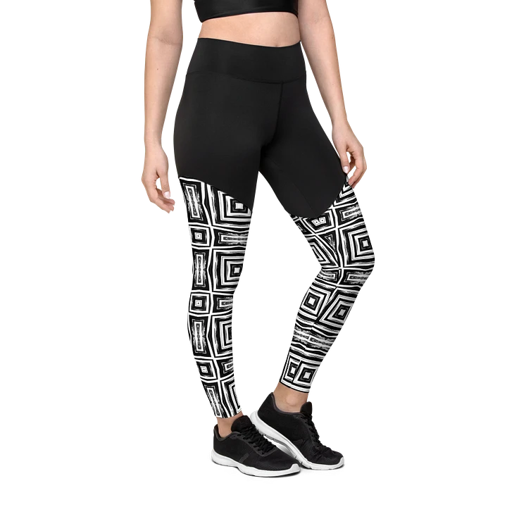 Abstract Monochrome Repeating Pattern Women's Sports Leggings product image (2)