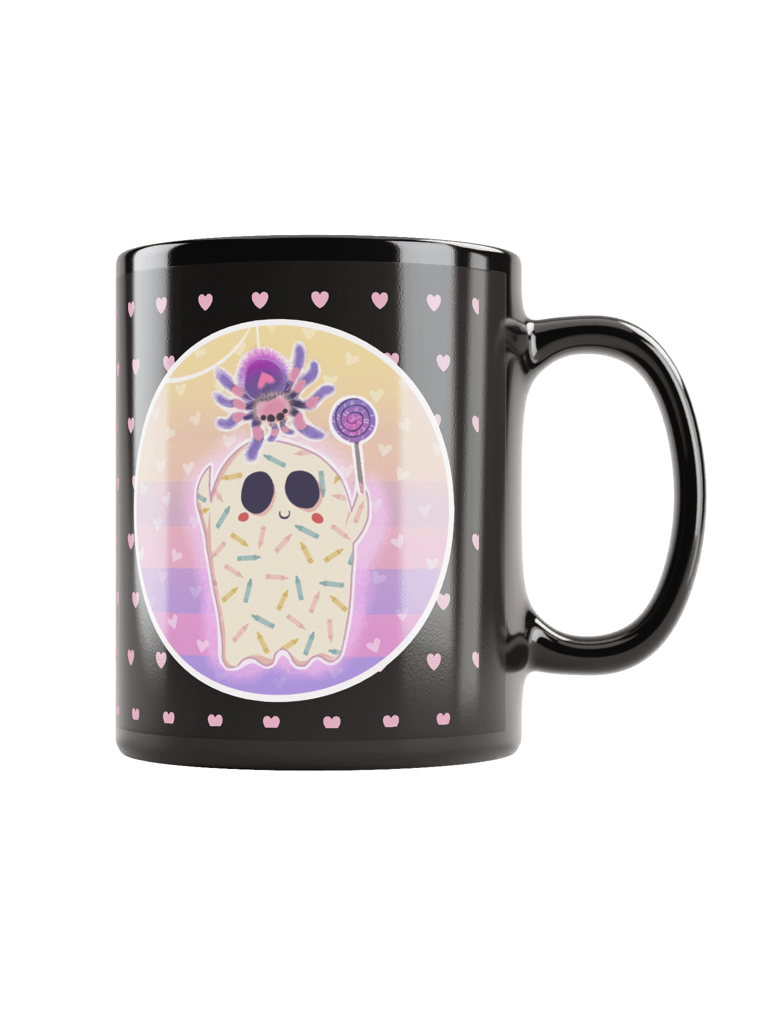 Pastel Little Ghost Spider Pet - Black Ceramic Mug product image (1)