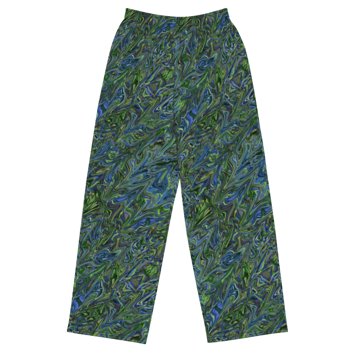 Green Blue Liquid Abstract Wideleg Pants product image (2)