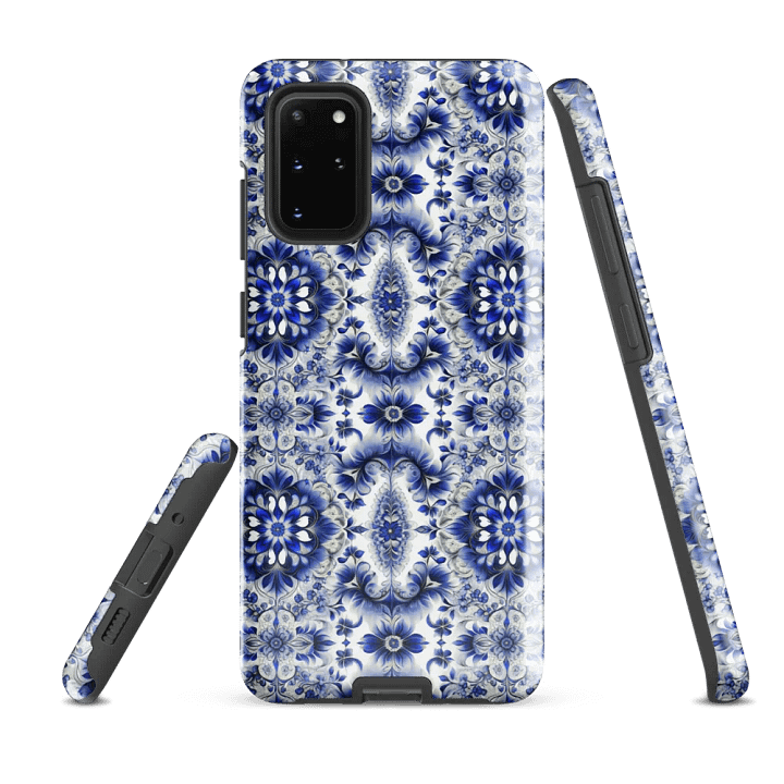 Tough Phone Case for Samsung® - Intricate Blue and White Floral Design product image (2)