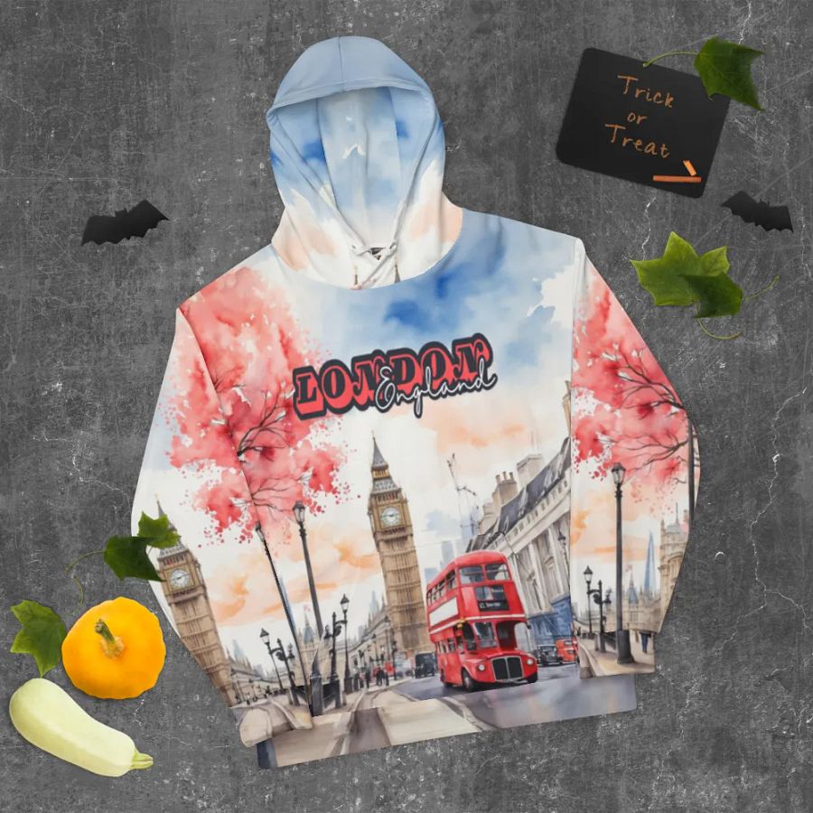 London England Watercolor All Over Print Hoodie product image (8)