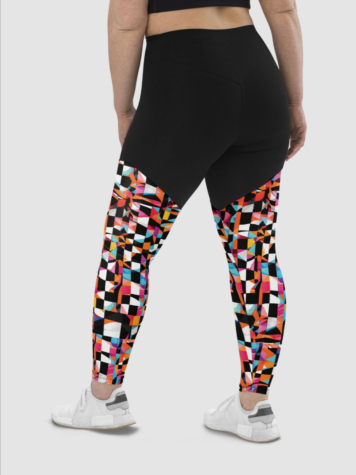 Printed Workout Leggings "Colorful Modern Abstract Checkered Art" product image (6)