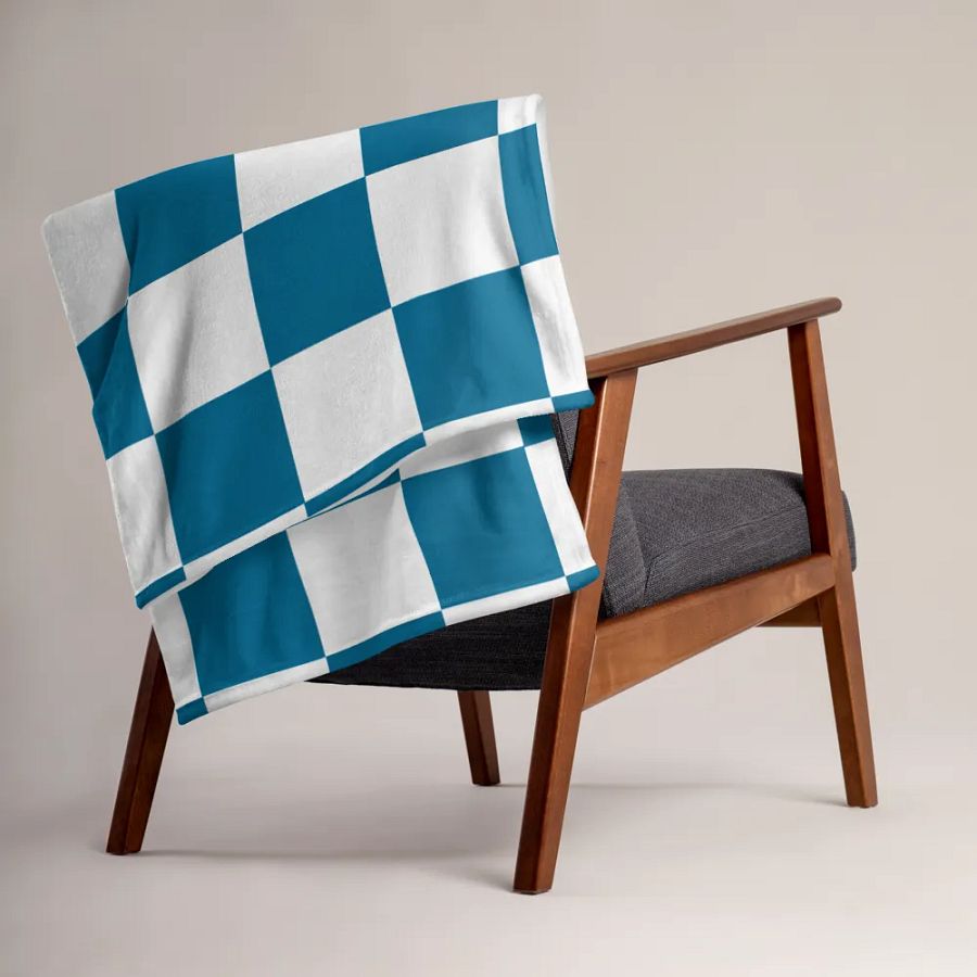 Squares White and Teal/Throw Blanket by Allcolor product image (5)