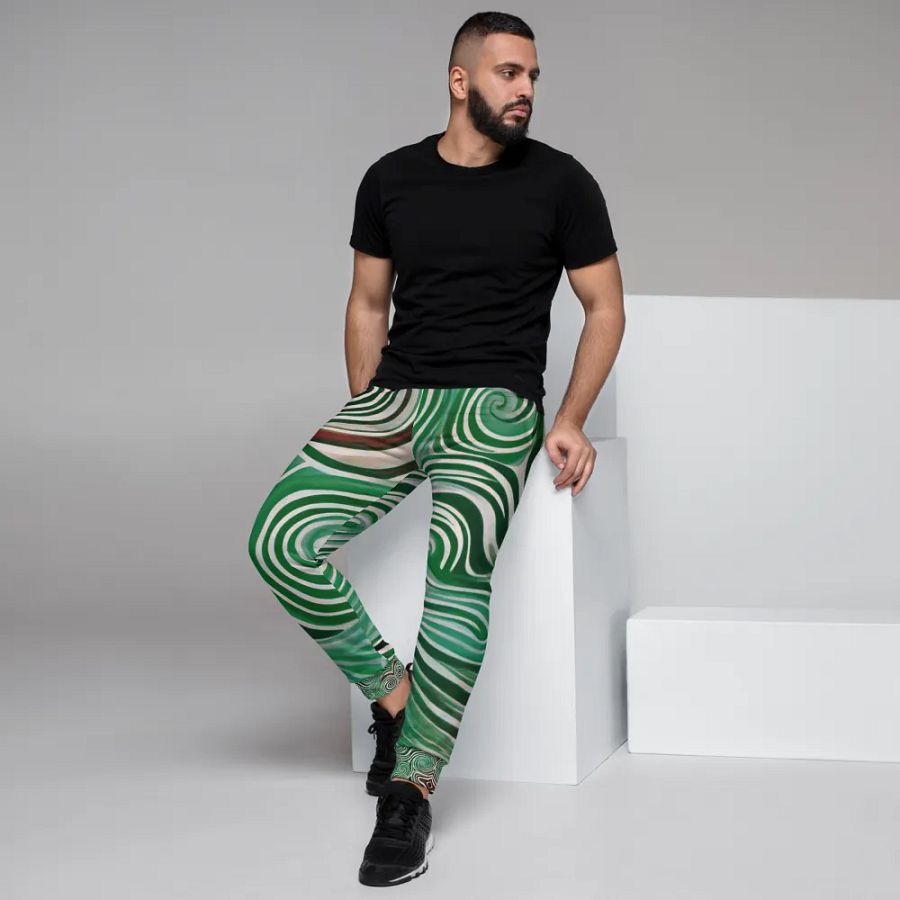Funky Cool Green Liquid Tie-Dye Men's Joggers product image (5)