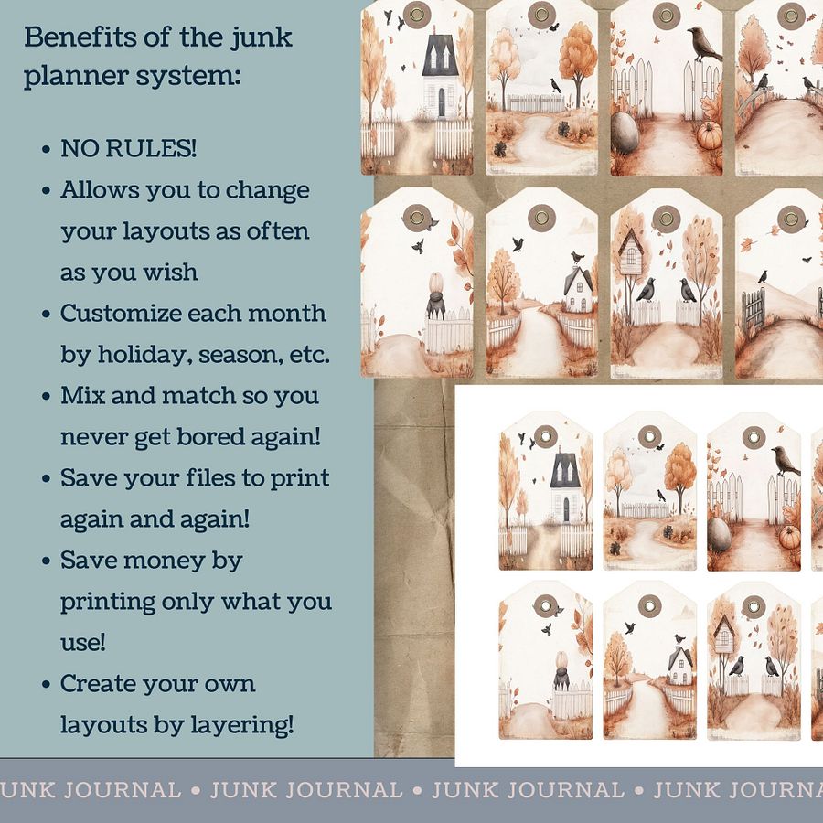 Autumn Crows - Printable Tags V4 product image (3)