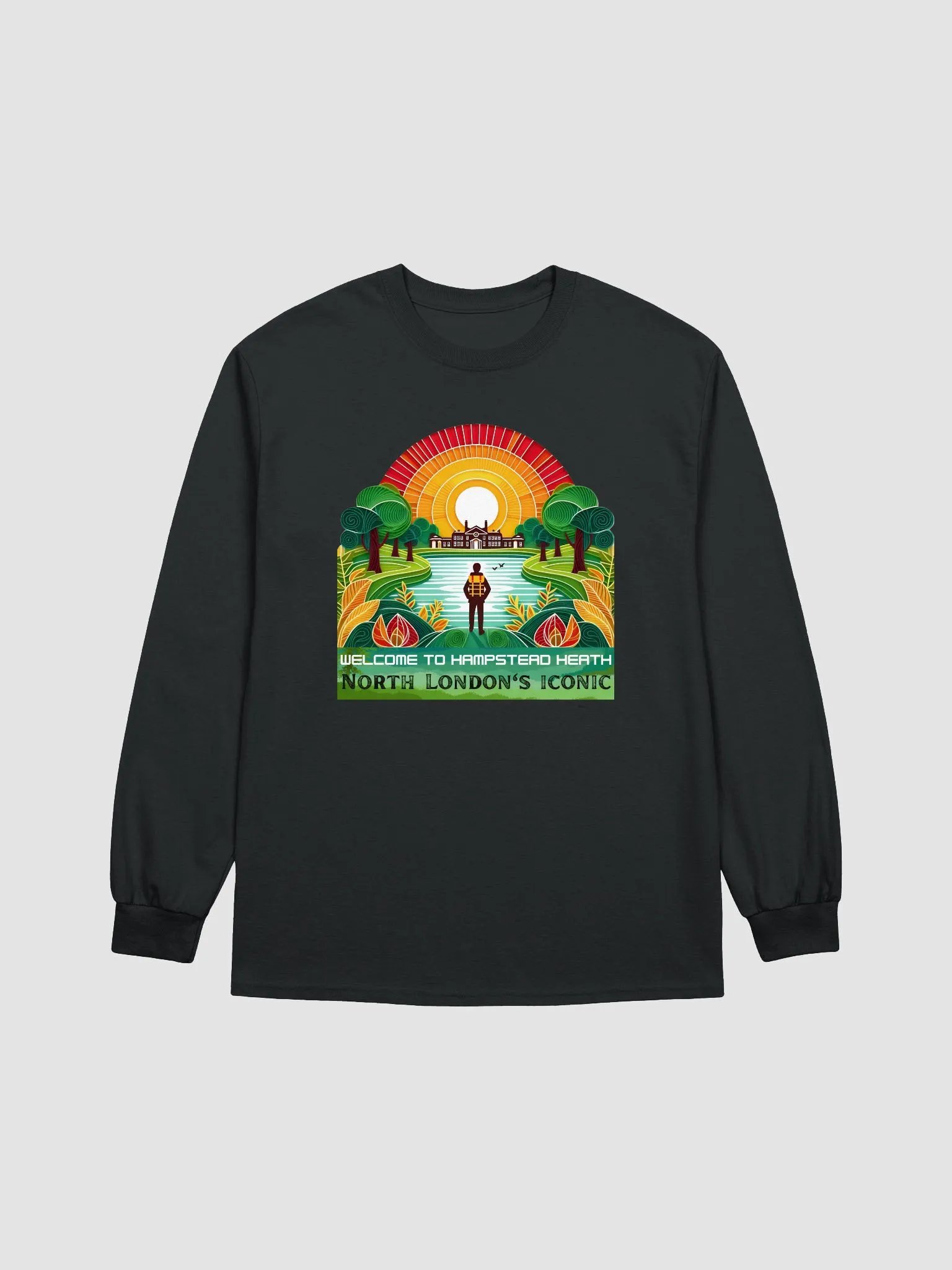 Hampstead Heath Retro Travel Poster Long Sleeve Tee product image (12)