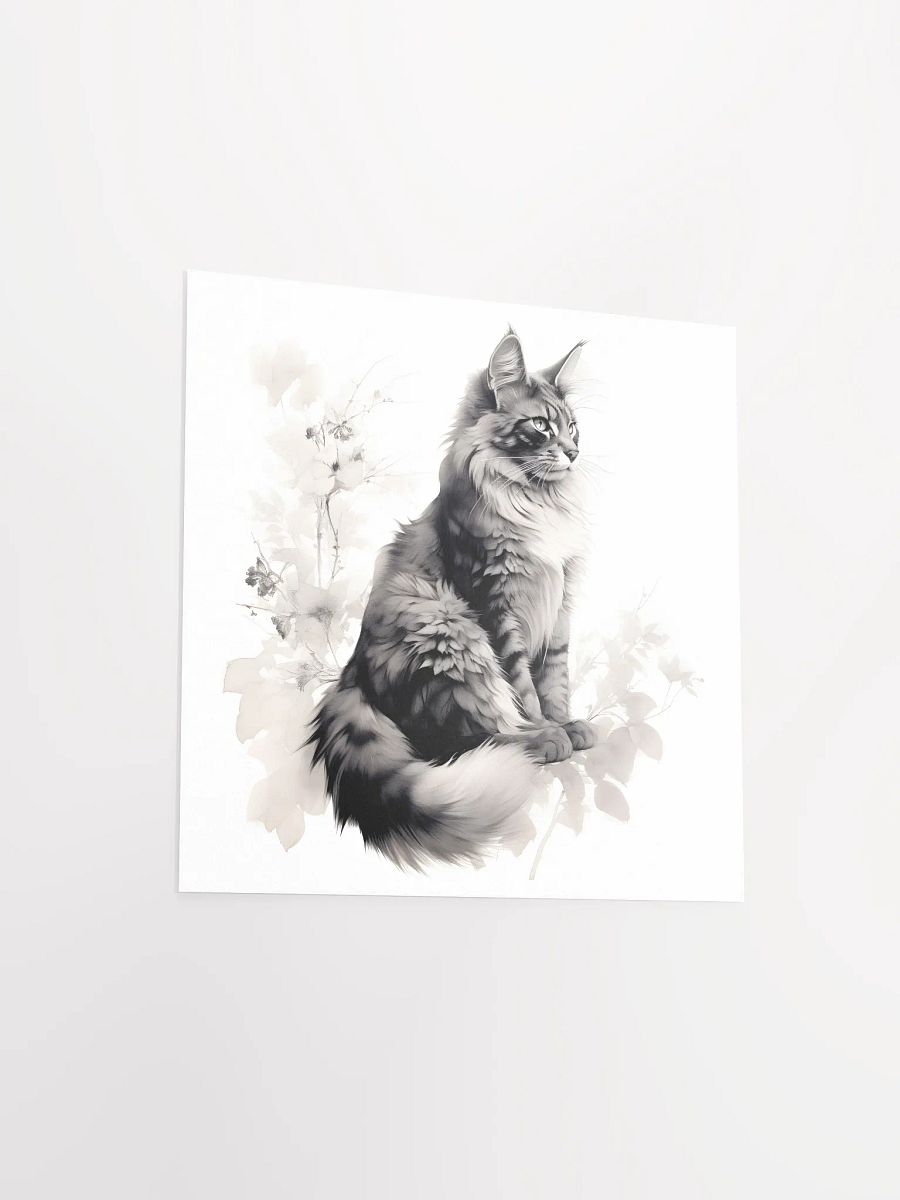 Maine Coon Floral Ink Poster product image (3)
