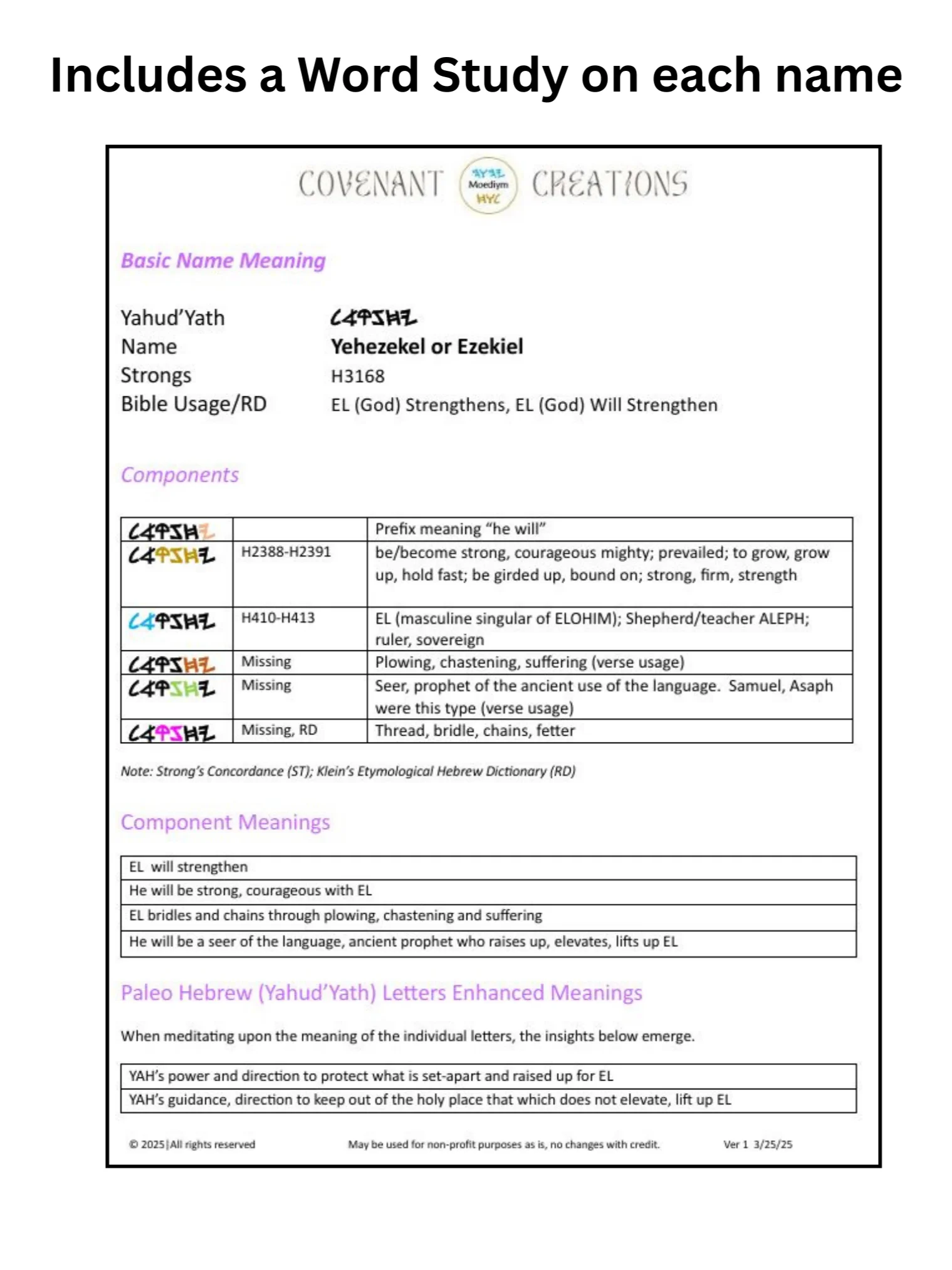 Full name Paleo Hebrew personally translated name meaning certificate | name art print | Style Blank | (Digital Download) product image (5)