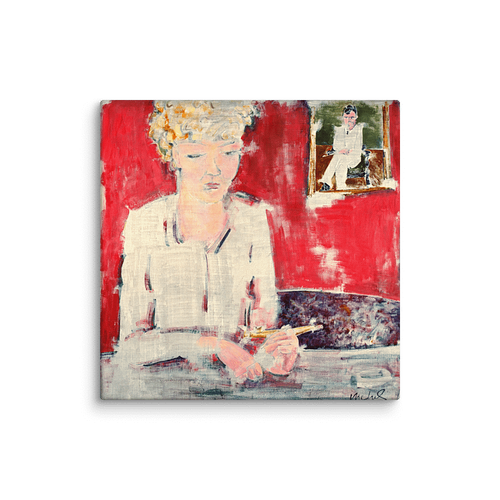 Woman with Pipe (1985) on canvas (20" x 20") product image (1)