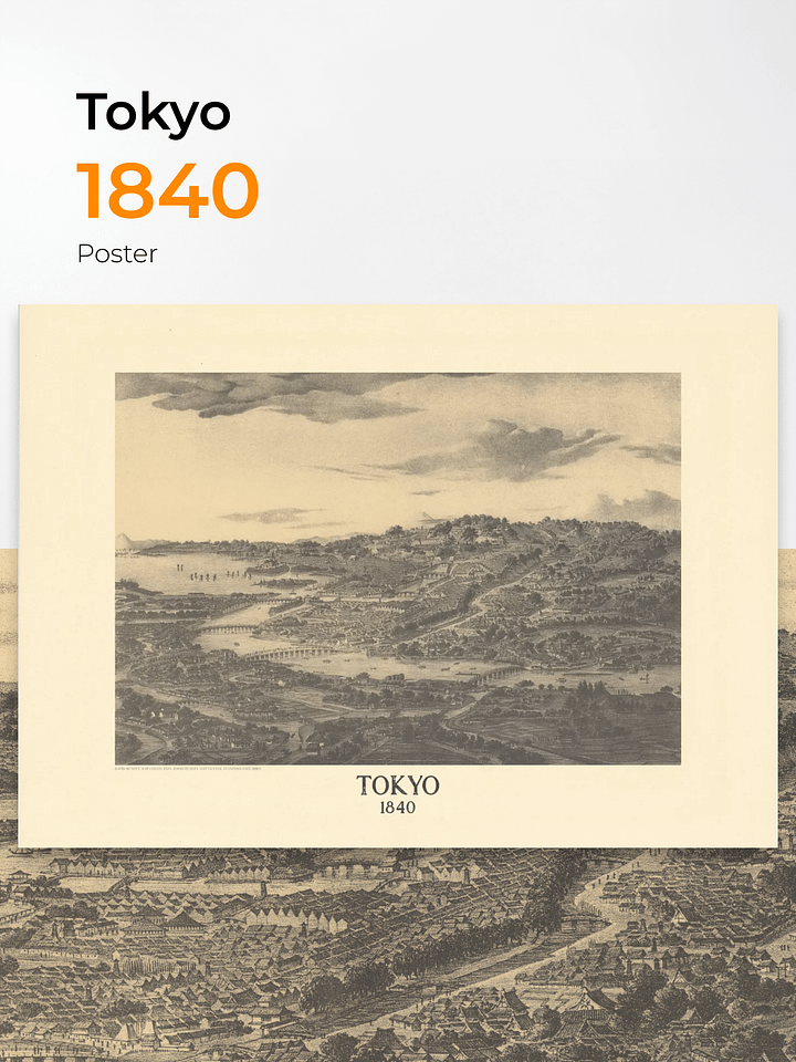 Tokyo 1840 Poster Print – Hand-Drawn Historic City View (Unframed) product image (1)