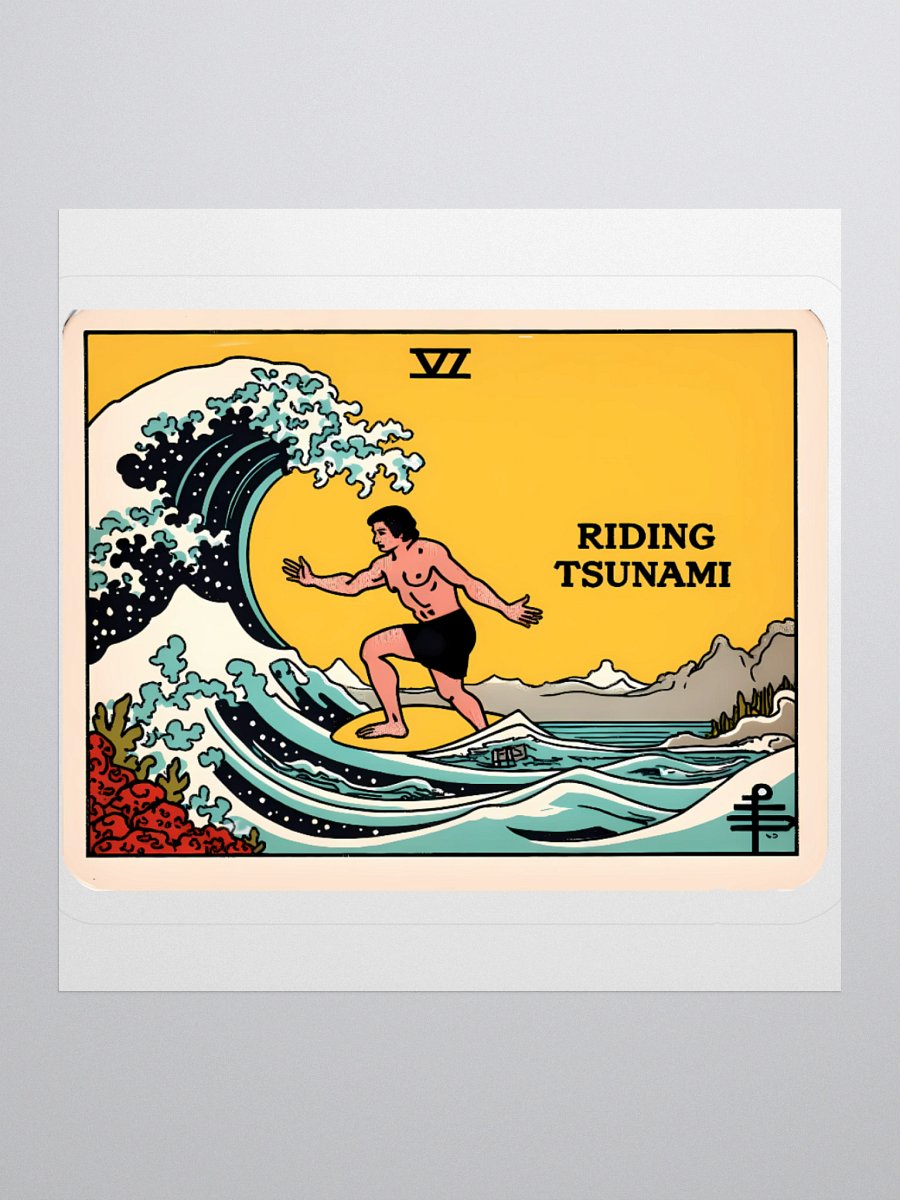 Vintage Tsunami Tarot Card Art Print Sticker product image (1)